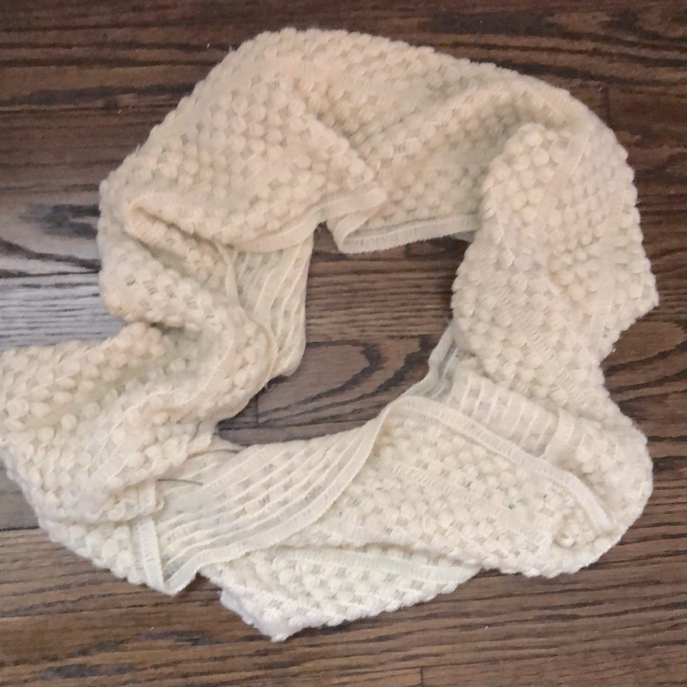 Cream Knit Circle Scarf